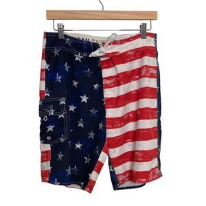 American Eagle Outfitters Men's Size S Board Shorts Swim Trunks 4TH of July Flag